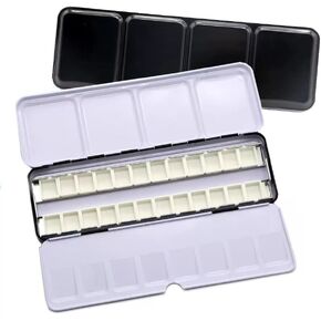 Empty Watercolor Tins Box Palette Paint Case, with 12 Pcs Half Pans (Black)