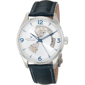 Hamilton Watch Jazzmaster Open Heart 42mm Case, Silver Dial, Blue Leather Strap (Model: H32705651)