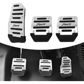 3 PCS Car Foot Pedal Kit, Alloy Anti-Friction Anti-Slip Transmission Accelerator Pedal Brake Pedal Cover Clutch Pedal, Decorative Modification Accessories, Suitable for Manual Vehicles (Red)