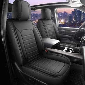 AOOG Leather Car Seat Covers Compatible with Toyota Tacoma Truck 2005-2023 Access Crew Double Cab TRD Sport Offroad Limited SR5 V6, Waterproof Faux Leather Seat Covers Custom (Front Pair, Grey)