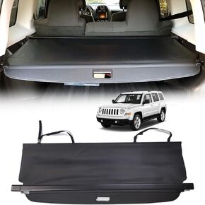 Retractable Cargo Cover Black Compatible with 2008-2016 Jeep Patriot Jeep Compass (Upgrade Version: Including a Small Flap)