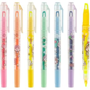 AIHAO Highlights, Clear View (See-Through) Chisel Tip and Fine Tip, Dual-Tip Stick Highlighter Set, Cute Marker Pen, Assorted Colors, 6 Count.