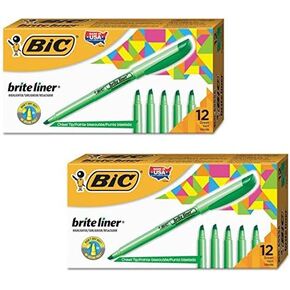 BIC Brite Liner Highlighter Chisel Tip Green 2DOZEN (BL11-GN)