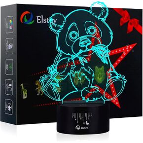 Elstey Volleyball 3D Lamp Optical Illusion Night Light, 7 Color Changing Touch Switch Acrylic Flat & ABS Base & USB Cable Decoration Lamps for Christmas Gift