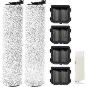 Floor ONE S5 Roller Brush and HEPA Filter Replacement for Tineco Floor ONE S5 / S5 Pro / S5 Pro 2 Cordless Wet Dry Vacuum Cleaner Replacement Parts,2 Brush Rollers+4 HEPA Filters+1 Cleaning Brush