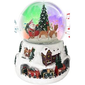 Christmas Snow Globe, 100mm Large Snow Globe,Lighted Musical Santa Claus Reindeer Snow Globe, Snow Globes Christmas，Santa Snow Globe, Snowing Water Globe, Christmas Snowflake Snow Globe.
