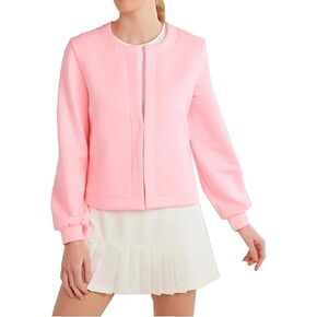 Women's Waffle Cropped Bomber Jacket Lightweight Button Down Casual Outwear Coats