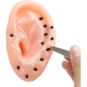 Pimple Popper Toy, Ear Shaped Blackheads Acne Remover Set, Fake Ear Zit Popping Mochi Squeezies Squeeze with Upgraded Tweezers for Stress Relief Decompression for Adults Novelty Fun Fan