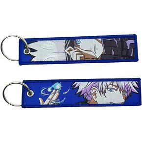 1 Pack Anime Keychain Tag Jet Tag Key Chain Cartoon Embroidered with Key Ring for Motorcycles Car Accessories