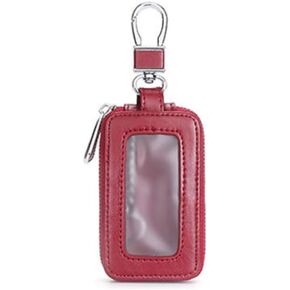 Universal Vehicle Smart Key Case Remote Fob Case Leather Car Key Holder Keychain Ring Case Bag for Men Women