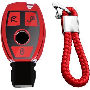 Soft Silicone Rubber Carbon Fiber Texture Car Key Fob Case Cover For Mercedes-Benz A Class B C E S G M V Class CLA CLS GLA GLC GLE GLK GL GLS SL SLK SLC Viano For Metris -Black-Weave Keychain