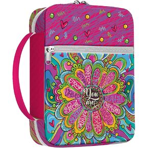Flowers Bible Cover With Handle, Carrying Case For Bible Study, Study Bible Case, Bible Bags Colorful Butterfly, Gifts for Christmas Christian