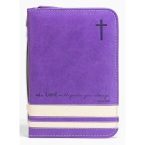 Divinity Boutique Bible Cover XXL - Purple and Cream The Lord Will Guide You Always - Isaiah 58:11