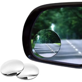 Blind Spot Car Mirror 2 Pack-2 Inch Round Rear View Convex Mirrors for Cars/SUVs/Motorcycles/Trucks/Trailers/Snowmobiles/Bicycles/RVs/Boats/Golf Carts with Rust Resistant Frame-HD Real Glass