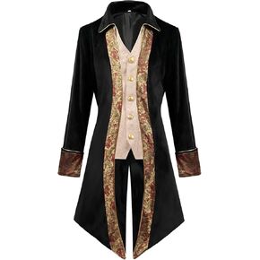 TOONRAIN Mens Tailcoat Steampunk Jacket Medieval Vampire Costume Gothic Clothes for Men