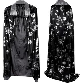 Halloween Skull Cloak Kid Pumpkin Long Cape Adult Death Vampire Costume Robe Wizard Demon Skeleton Poncho for Fancy Cos Party
