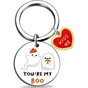 OEHEDOU Boo Basket هدايا الهالوين للنساء، حشوات سلة Boo لها، هدايا مخيفة للنساء، سلسلة مفاتيح شبح، هدايا الذكرى السنوية، هدايا عيد الميلاد، سلة عيد الميلاد المخيفة للزوجين