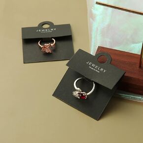 50Pcs Black Ring Display Cards, Jewellery Packaging Cards Ring Hanging Cards Holder Necklace Paper Tags Bracelet Keychain Display Cards for Jewelry Beading and Jewelry Making Packaging Supplies
