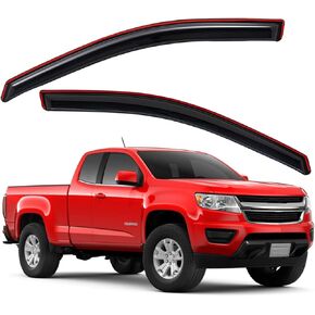 Lightronic WV92232 Outside-Mount Side Window Visor Deflector Rain Guard, Dark Smoke, 2-Pieces Set, Fits 2015-2022 Chevrolet Colorado & GMC Canyon with Extended Cab