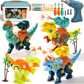 Fajiabao Dinosaur Toys for 3 4 5 Year Old Boys, Take Apart Dinosaur Toys for Boys Toys with Electric Drill STEM Educational Construction Building Birthday Kids Toys for 3-8 Year Old Boys Girls