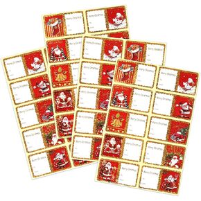 Christmas Gift Tag Stickers - Gold & Red Foil,Large Xmas Present Label Stickers for Gift Bags, Self Adhesive Holiday Wrapping Name Tags,to and from Sticky Tags,Just Peel and Stick On,96 PCS