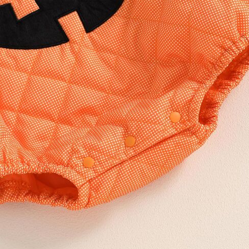 Infant Baby Boy Girl Halloween Outfit Cute Pumpkin Clothes Sleeveless Pumpkin Face Print Tie-Up Bodysuit Dress Up in Kuwait
