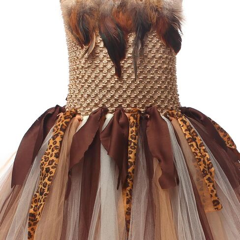 IMEKIS Toddler Kids Girl Cavegirl Costume Halloween Cosplay Dress with Headband Leopard Print Tutu Birthday Outfits in Saudi Arabia