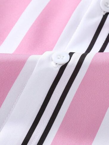 WDIRARA Men's 2 Piece Striped Outfits Short Sleeve Button Front Shirt and Drawstring Shorts Set in Saudi Arabia