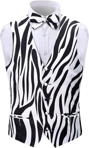 2-Piece Animal Print Vest for Men, Party Waistcoat Vest & Bow Tie, S-3XL in Kuwait