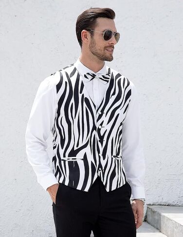2-Piece Animal Print Vest for Men, Party Waistcoat Vest & Bow Tie, S-3XL in Kuwait