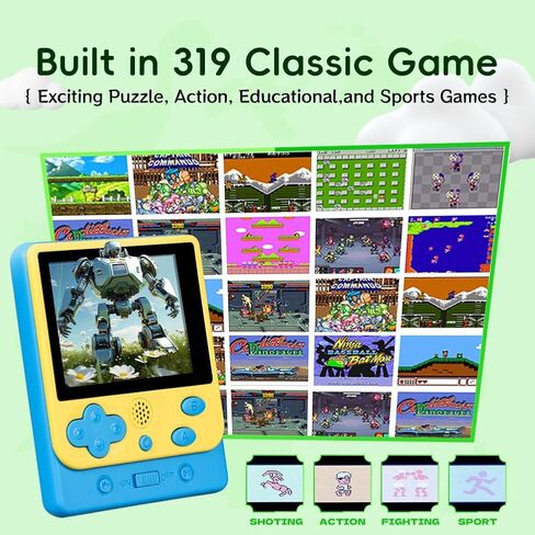 Retro Handheld Game Console, Handheld Games for Kids/Lover, Portable Handheld Game Console, 500+ FC Classic Games, Retro Game Console Support Connecting TV & 2 Players(Yellow) in Saudi Arabia