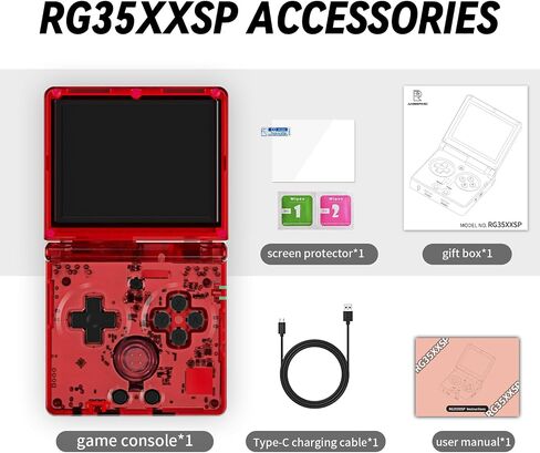 RG35XXSP Handheld Retro Game Console 3.5" IPS Screen 64GB TF Card Preload 4400 Electronic Games, 3300mAH Battery Support WiFi Bluetooth HDMI(Red New) in Saudi Arabia