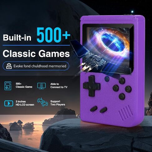 Retro Handheld Game Console, Handheld Games for Kids/Lover, Portable Handheld Game Console, 500+ FC Classic Games, Retro Game Console Support Connecting TV & 2 Players(Yellow) in Saudi Arabia