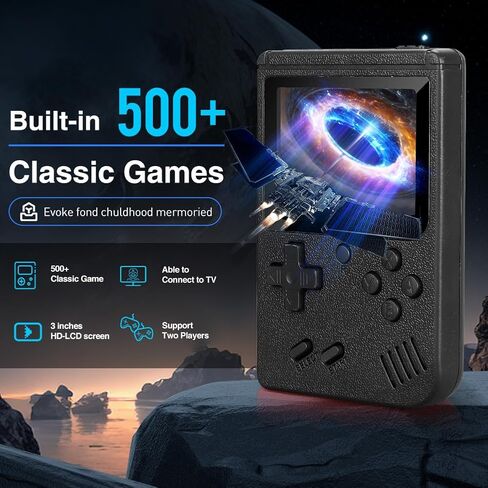 Retro Handheld Game Console, Handheld Games for Kids/Lover, Portable Handheld Game Console, 500+ FC Classic Games, Retro Game Console Support Connecting TV & 2 Players(Yellow) in Saudi Arabia