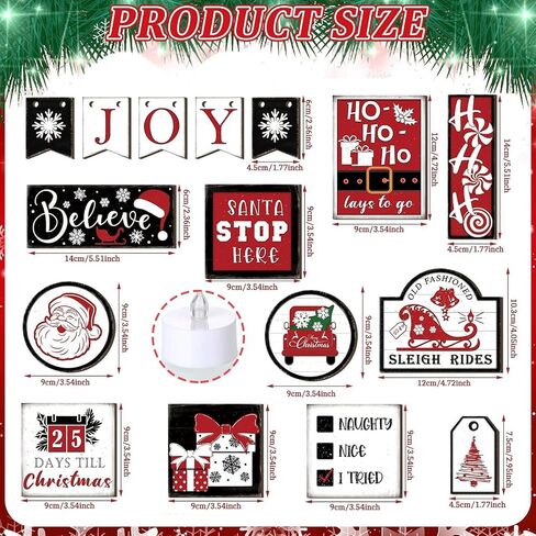 Christmas Tiered Tray Decor 10Pcs, Griin-ch Christmas Decorations Farmhouse Christmas Table Centerpieces Decor Wooden Sign, Rustic Christmas Ornaments Crafts for Holiday Kitchen Shelf Fireplace Party in Kuwait
