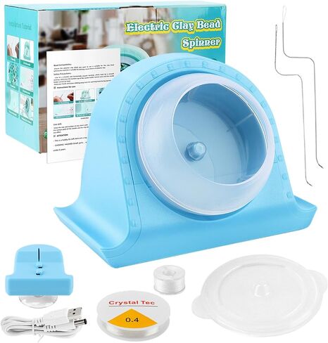QWLWBU حبة سبينر، سبينر حبة الطين لسهولة صنع المجوهرات، USB حبة سبينر الكهربائية مع 2 إبر منحنية، سبينر كهربائي سريع الديكور للمجوهرات DIY والأساور والقلائد in Kuwait