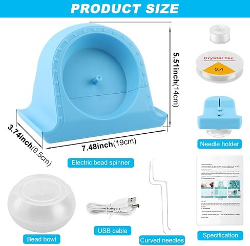 QWLWBU حبة سبينر، سبينر حبة الطين لسهولة صنع المجوهرات، USB حبة سبينر الكهربائية مع 2 إبر منحنية، سبينر كهربائي سريع الديكور للمجوهرات DIY والأساور والقلائد in Kuwait