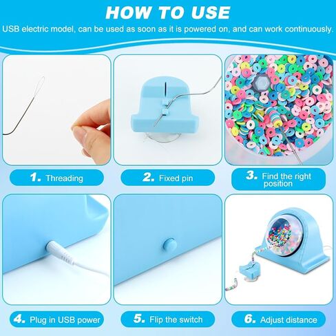 QWLWBU حبة سبينر، سبينر حبة الطين لسهولة صنع المجوهرات، USB حبة سبينر الكهربائية مع 2 إبر منحنية، سبينر كهربائي سريع الديكور للمجوهرات DIY والأساور والقلائد in Kuwait