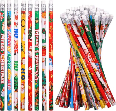 Christmas Pencils Xmas Wood Pencils with Eraser Christmas Holiday Pencils Snowman Pencils Santa Elk Pencil Assorted Christmas Stationery Pencil Christmas Party Supplies, 8 Styles(24) in Saudi Arabia