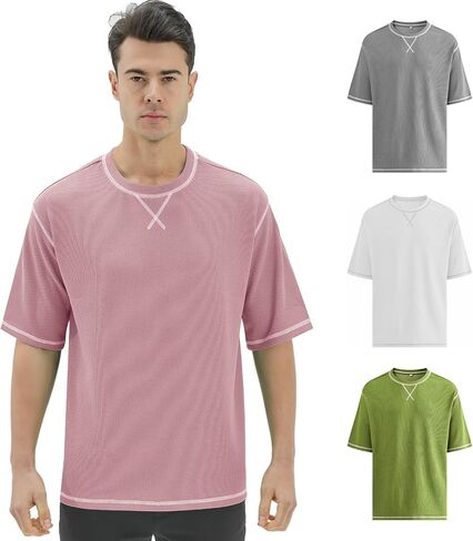 DEOLAX Mens T-Shirts Men‘s Loose Fit Athletic T-Shirts Crew Neck Outdoor Workout Mens Tops Fashion Soild Mens Tee in Saudi Arabia