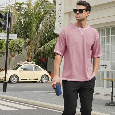 DEOLAX Mens T-Shirts Men‘s Loose Fit Athletic T-Shirts Crew Neck Outdoor Workout Mens Tops Fashion Soild Mens Tee in Saudi Arabia