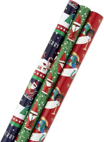 Hallmark Tri Pack IOP Mahogany Roll Wrap, Pack of 3, Jazzy Santa, 3 Pack in Saudi Arabia