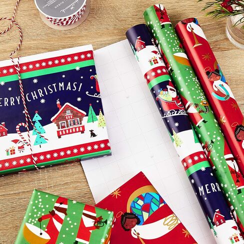 Hallmark Tri Pack IOP Mahogany Roll Wrap, Pack of 3, Jazzy Santa, 3 Pack in Saudi Arabia