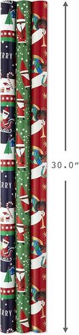 Hallmark Tri Pack IOP Mahogany Roll Wrap, Pack of 3, Jazzy Santa, 3 Pack in Saudi Arabia