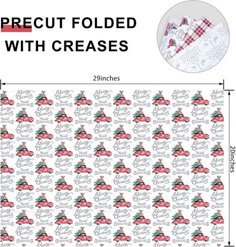 PlandRichW Christmas Wrapping Paper Folded 12 sheets for Kids Adults, 20 x 29 Inches Gift Wrap Paper Plaid, Barn, Red Truck, Moose, Woodland Scenes Designs in Kuwait