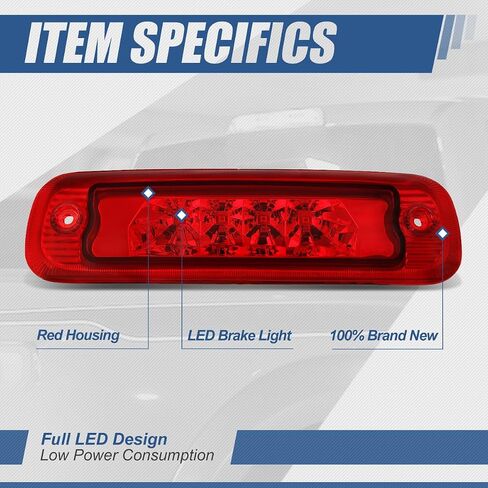 Auto Dynasty Tinted Housing LED 3rd Third Rear Tail High Mount Brake Light Lamp Compatible with Jeep Cherokee 97-01 in Kuwait