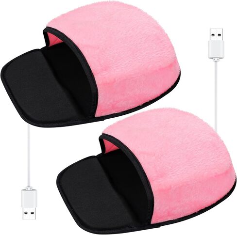 2 Pieces Heated Mouse Pad Hand Warmer USB Heated Mousepad Plush Heated Mouse Pad Removable Hand Warming Mouse Pad for Men and Women Office Home Computer Laptop (Black) in Saudi Arabia