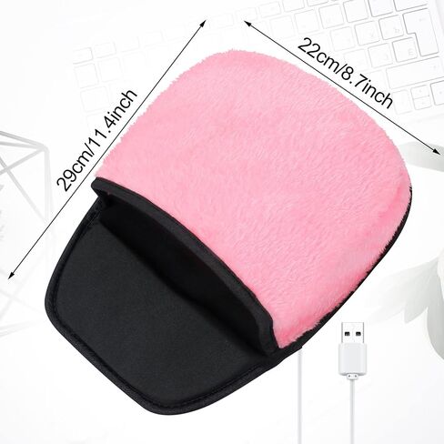 2 Pieces Heated Mouse Pad Hand Warmer USB Heated Mousepad Plush Heated Mouse Pad Removable Hand Warming Mouse Pad for Men and Women Office Home Computer Laptop (Black) in Saudi Arabia
