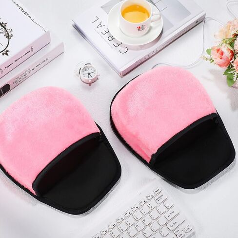 2 Pieces Heated Mouse Pad Hand Warmer USB Heated Mousepad Plush Heated Mouse Pad Removable Hand Warming Mouse Pad for Men and Women Office Home Computer Laptop (Black) in Saudi Arabia