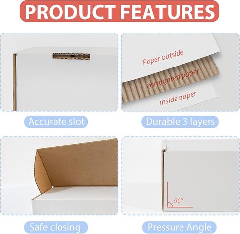 مركز لوحة السجادة، صناديق شحن بيضاء مقاس 9 × 6 × 3، صندوق من الورق المقوى المموج الصغير، بريد للأعمال الصغيرة، بريد الهدايا، كرتون التعبئة، 26 حزمة in Kuwait